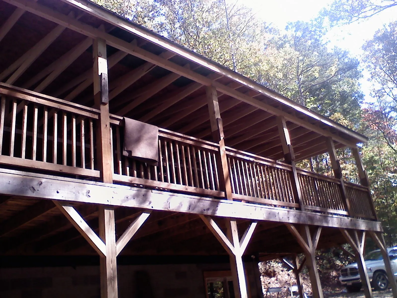 Timber framing under a new elevated porch and deck — Roof Leak Repair in Rolla by Roofing Brothers